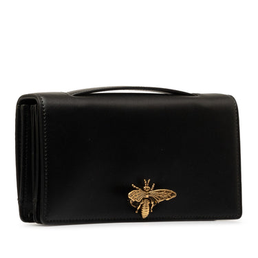 Black Dior Leather Bee Clutch - Designer Revival