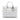 White Dior Large Calfskin Cannage Studded Lady Dior Satchel