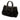 Black Prada Velluto Burnout and Canvas Canapa Logo Convertible Tote Satchel