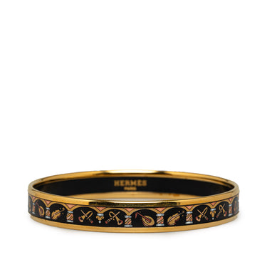 Black Hermes Narrow Enamel Bangle Costume Bracelet