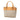 Tan Burberry Leather Trimmed Tonal Check Canvas Handbag