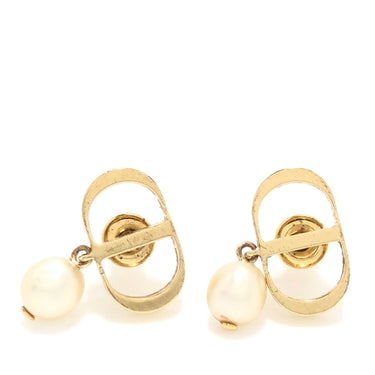 Gold Dior Petit CD Push Back Earrings