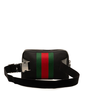 Black Gucci Canvas Web Slim Belt Bag - Designer Revival