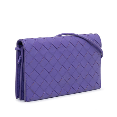 Purple Bottega Veneta Intrecciato Wallet On Strap Crossbody Bag - Designer Revival