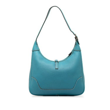 Blue Hermes Togo Trim II 31 Shoulder Bag
