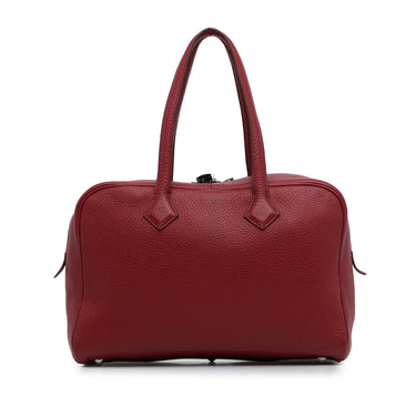 Red Hermès Clemence Victoria II 35 Handbag - Designer Revival