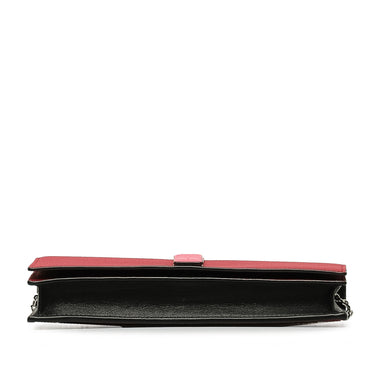 Red LOEWE Pebbled Calfskin Wallet on Chain Crossbody Bag