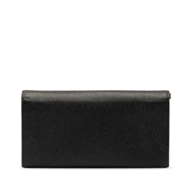 Black Bvlgari Leather Continental Long Wallet - Designer Revival