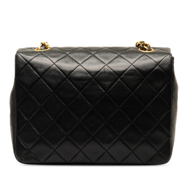 Black Chanel Square Classic Quilted Lambskin Flap Crossbody Bag