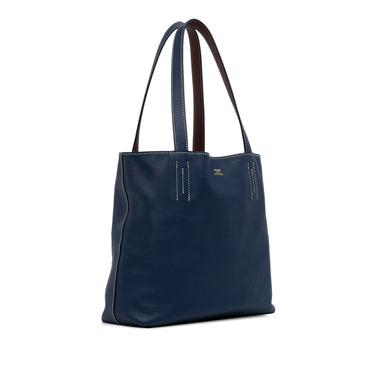 Blue Hermès Clemence Double Sens 36 Tote Bag - Designer Revival
