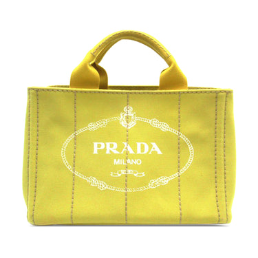 Yellow Prada Canapa Logo Tote - Designer Revival