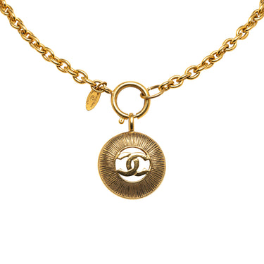 Gold Chanel CC Pendant Necklace - Designer Revival