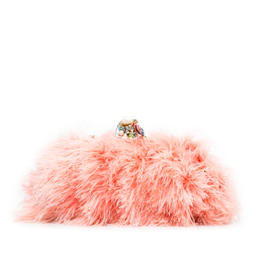 Pink Dolce & Gabbana Vanda Feather Clutch on Chain Crossbody Bag - Designer Revival