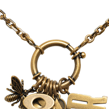 Gold Dior Logo Charms Necklace