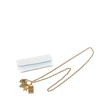 Gold Dior Logo Charms Necklace