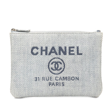 Blue Chanel Small Canvas Deauville O Case Clutch Bag - Designer Revival