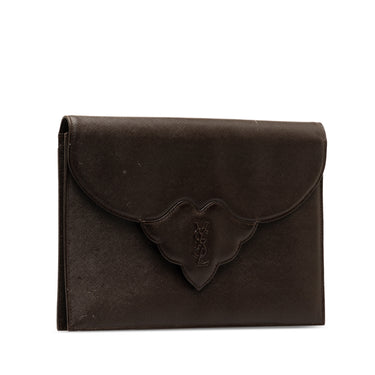 Brown Yves Saint Laurent Leather Clutch