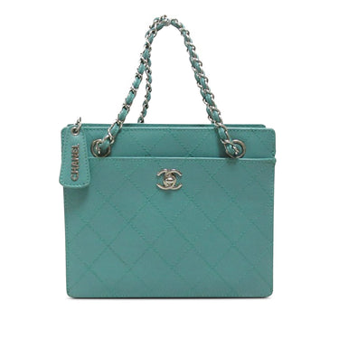 Blue Chanel CC Quilted Caviar Chain Handbag - Designer Revival