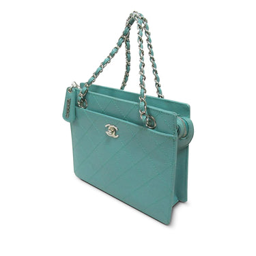Blue Chanel CC Quilted Caviar Chain Handbag - Designer Revival