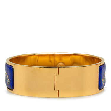 Blue Hermès Wide Enamel Locquet Hinge Bracelet - Designer Revival