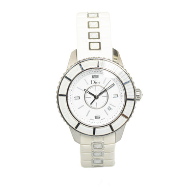 White Dior Quartz Stainless Steel Christal Watch
