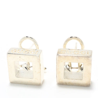 Silver Gucci Square Metal Clip on Earrings