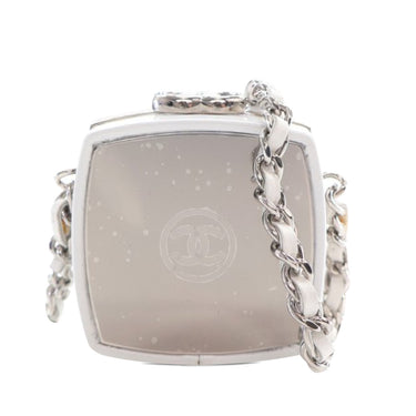 White Chanel Patent Goatskin Make-Up Box Clutch With Chain Crossbody Bag