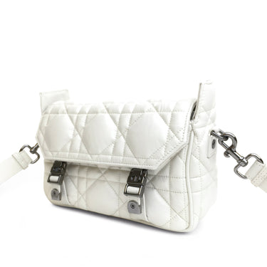 White Dior Small Macrocannage Diorcamp Bag - Designer Revival