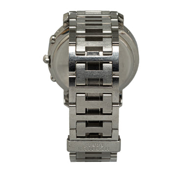 Silver Hermes Quartz Stainless Steel Clipper Watch