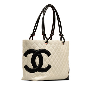White Chanel Large Cambon Ligne Tote - Designer Revival
