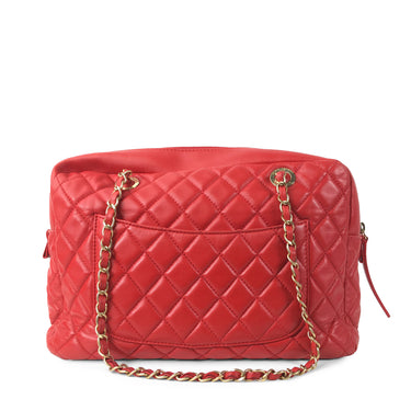 Red Chanel Lambskin CC Camera Flap Shoulder Bag