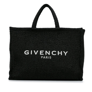 Black Givenchy Logo Raffia Tote - Designer Revival