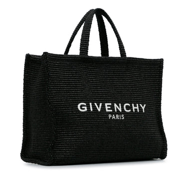 Black Givenchy Logo Raffia Tote - Designer Revival