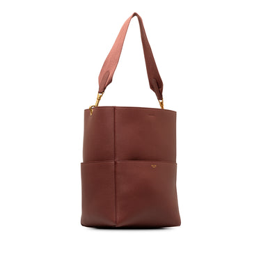 Burgundy Celine Medium Seau Sangle Bucket Bag - Designer Revival