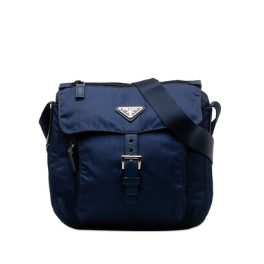 Blue Prada Tessuto Crossbody Bag