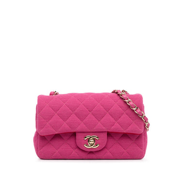 Pink Chanel New Mini Classic Jersey Single Flap Crossbody Bag