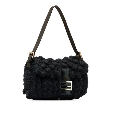 Black Fendi Wool Knit Shoulder Bag