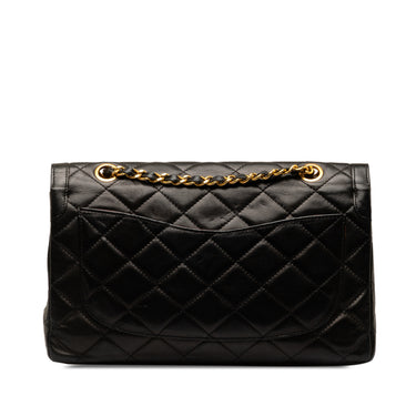 Black Chanel Lambskin Paris Double Flap Shoulder Bag