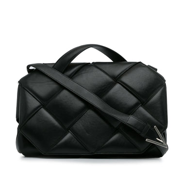 Black Bottega Veneta Maxi Intrecciato Padded Leather Satchel - Designer Revival