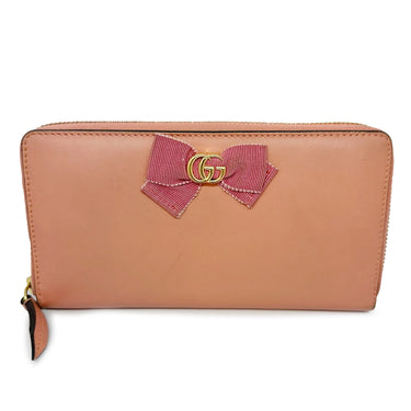 Brown Gucci GG Marmont Bow Long Wallet