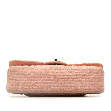 Pink Chanel Medium Classic Tweed Double Flap Shoulder Bag - Designer Revival