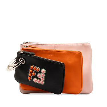 Pink Fendi Leather Triplette Clutch Bag