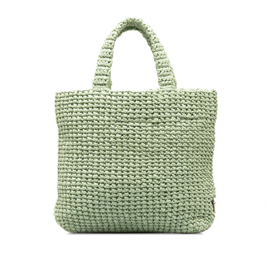 Green Prada Small Raffia Logo Tote Bag - Designer Revival