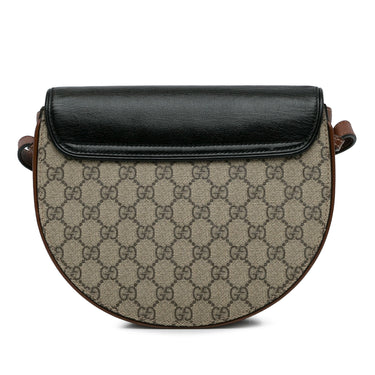 Brown Gucci GG Supreme Saddle Padlock Crossbody Bag - Designer Revival