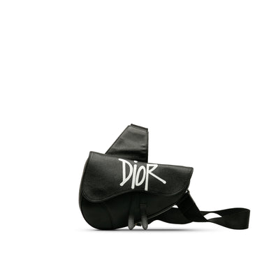 Black Dior x Stussy Bee Applique Saddle Crossbody Bag