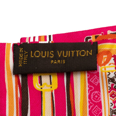 Pink Louis Vuitton Printed Twilly Silk Scarf Scarves