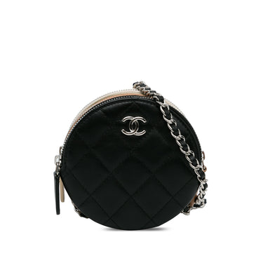 Black Chanel CC Round Triple Zip Crossbody Bag