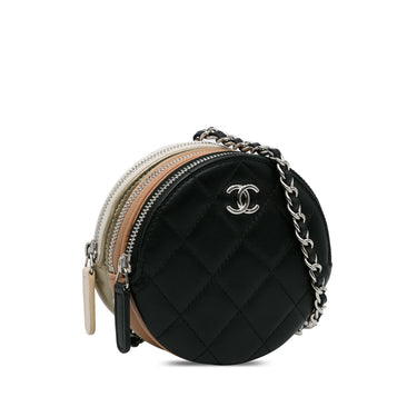 Black Chanel CC Round Triple Zip Crossbody Bag - Designer Revival