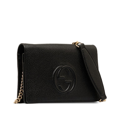 Black Gucci Soho Wallet on Chain Crossbody Bag - Designer Revival