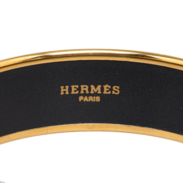 Blue Hermes Wide Enamel Bangle Costume Bracelet - Designer Revival